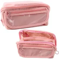 Leantoys Federmäppchen Schulset, erweiterbar, geräumig, rosa, 20x10cm