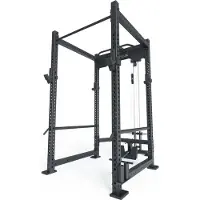ATLETICA R8-Blaster Power Rack | Full Rack mit Latzug, 4 J-Hooks, Pull-Up Bar, Safeties, Logo Plate, Bar Holder | 226 cm Höhe | 123x211 cm Grundfläche