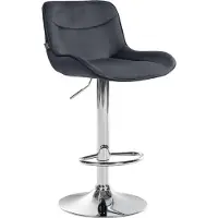 DELUKE Barhocker RAGAD - Samt Schwarz 49x51x85 cm Silber | Barstuhl Höhenverstellbar Mit Lehne Drehbar Tresenhocker Tresenstuhl Kneipenhocker Kneipenstuhl