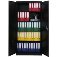 Proregal Flügeltürenschrank ELEPHANT Metall Aktenschrank komplett montiert abschließbar 180x80x40cm Stahl 4 Ebenen Stahlschrank Schwarz