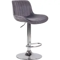 DELUKE Barhocker BEKIM - Samt Dunkelgrau 50x50x86 cm Silber | Barstuhl Mit Lehne Drehbar Tresenhocker Tresenstuhl Kneipenhocker Kneipenstuhl