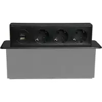 Plastrol Möbelsteckdose mit 3x 230V Schuko 1x USB-A 1x USB-C Anschluss W-72015