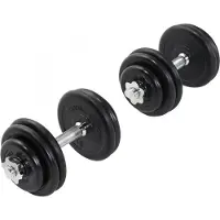 Gorilla Sports Kurzhantelset - 30kg, 30mm, Gusseisen Hantelscheiben, 2 Kurzhantelstangen, 4 Sternverschlüssen, Gerändelt, Gummiert - Kurzhanteln 2er Set, Hantelstange, Gewichte, Gewichtheben