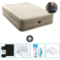 Intex Luftbett - 2 Personen - 152 x 203 x 46 cm - Beige - Inklusive Pumpe - Spannbettuch - Küssen - Reperaturset en Kissenschutz