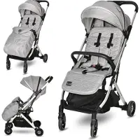 Lorelli Kinderwagen Myla, Reisebuggy mit Liegeposition, Baby Buggy mit Liegefunktion klein, Leicht, Nur 7 kg, Kinderbuggy klappbar bis 15kg, Silber