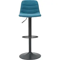 Miliboo - Verstellbare, um 360° drehbare Barhocker aus Stoff und Metall in Entenblau (2er-Set) SAURY