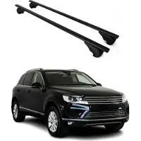 Omtec Dachträger Grundtäger für VW Touareg mk2 2010-2018 75kg Metall Schwarz 2 tlg