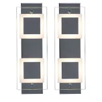 Etc-shop 2er Set LED Wandleuchte, Glas, Chrom, IP44, L 30 cm