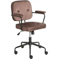 Beliani Bürostuhl Braun Samt mit Gebremsten Rollen Armlehnen Höhenverstellbar Klassisch Retro Arbeitsstuhl Home-Office Wohnzimmer