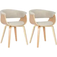 CLP Esszimmerstuhl 2er Set mit Armlehnen Bruce, modernes Design, gepolsterte Stühle natur/creme
