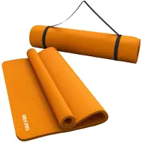 Gorilla Sports Yogamatte - 190x100x1,5 cm, mit Tragegurt, , Rutschfest, Orange - Gymnastikmatte, Fitnessmatte, Sportmatte, Trainingsmatte, Übungsmatte