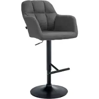 CLP Barhocker Natoma Stoff I Thekenhocker für Bar mit Gepolsterter Sitzfläche dunkelgrau Material Gestell Metall matt schwarz