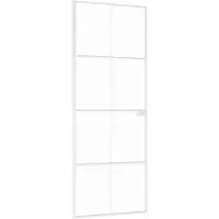 vidaXL Innentür Weiß 76x201,5 cm Hartglas & Aluminium Schlank