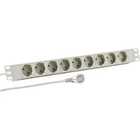 EFB Elektronik 48,3cm 19Zoll 1HE Steckdosenleiste 9 x CEE 7/3 ohne Schalter im Aluprofil grau