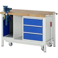 RAU Werkbank mit absenkbarem Fahrgestell Modell 8183 B 1250 x T 700 x H 880mm