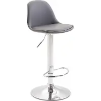 DELUKE Barhocker LUNOR - Kunstleder Grau 39x43x82 cm Silber | Barstuhl Mit Lehne Tresenhocker Tresenstuhl Kneipenhocker Kneipenstuhl