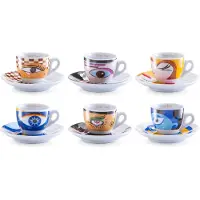 Zeller Espresso-Set, 12-tlg. "Magic Eyes", Porzellan