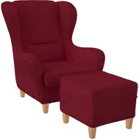 SUPELLEX Sofia Relaxsessel mit Hocker – Vienna Rubin-Rot