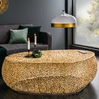 Invicta riess-ambiente Couchtisch LEAF 130cm gold Metall-Aluminium-Legierung filigran asymmetrisch