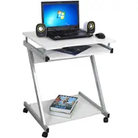 Vasagle Computertisch weiß auf Rollen Schreibtisch mit Tastaturauszug | PC-Tisch | leicht montiert platzsparend LCD811W