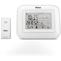 Mebus Funk-Wetterstation mit Außensensor, Komfort-Indikator, Anzeige von Temperatur, Luftfeuchtigkeit (je innen und außen), Wettervorhersage, Mondphasen/Material: Kunststoff/Farbe: Weiß/Modell: 40649