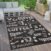 Paco Home Outdoor Teppich Wetterfest Balkon Küche Modernes Muster Mit Schriftzug Grösse 80x150 cm