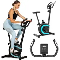Hop-Sport HOP SPORT HS-015H Heimtrainer Fahrrad für Zuhause mit magnetischem Widerstandssystem, Pulsmessung, 8 Stufen - Hometrainer, Fitnessbike 120 kg, Türkis