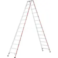 Hymer Stufenstehleiter mit Alu-Druckguss Gelenk 2x16 Stufen