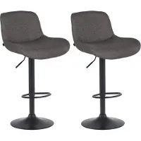 CLP 2er Set Barhocker Solon Schwarz höhenverstellbar und drehbar mit Rückenlehne dunkelgrau Material Stoff