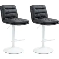 DELUKE 2er Set Barhocker BIBAS - Kunstleder Schwarz 42x56x94 cm | Barstuhl Höhenverstellbar Mit Lehne Drehbar Tresenhocker Tresenstuhl Kneipenhocker