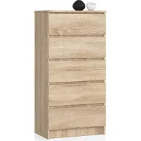 Home Collective Kommode in sonoma Eiche mit 5 geräumigen Schubladen, 60 cm breit, 121 cm hoch Kommode Schlafzimmer Flur Wohnzimmer Organizer Kommode mit Schubladen Holz Highboard Sideboard Schrank