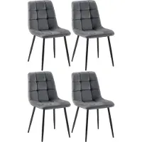 DELUKE 4er Set Esszimmerstuhl FIGAD - Samt Dunkelgrau 45x55x84 cm | Essstühle Esszimmerstühle Küchenstühle Wohnzimmerstühle