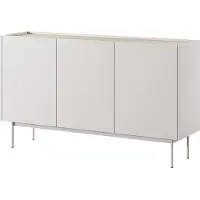 Bettso Dreitürige Breite Kommode Sideboard mit hohen Metallbeinen COLOR 144 cm Beige Hellbeige