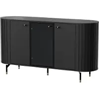 Bettso Stilvolle Friese gerundet dreitürige Kommode für das Wohnzimmer ZANTE Schwarz