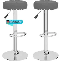 DELUKE Barhocker KENTR höhenverstellbar 2er Set Dunkelgrau Stoff | Barstühle drehbar Küchenhocker Thekenhocker für Küche Hausbar