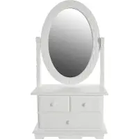 Natur24 Mini-Kommode Meridian mit Spiegel 26 x 13 x 50 cm MDF in Weiß mit 3 Schubladen