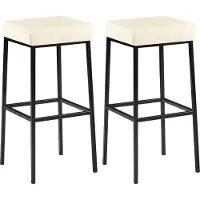 DELUKE 2er Set Barhocker BIDAN - Kunstleder Creme 37x37x83 cm | Barstuhl Mit Lehne Tresenhocker Tresenstuhl Kneipenhocker Kneipenstuhl