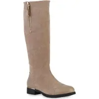 Van Hill Damen Leicht Gefütterte Klassische Stiefel Profil-Sohle Schuhe 840545, Farbe: Khaki, Größe: 39