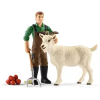 Schleich - Tierfiguren, Bauer mit Ziege; 42375