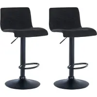 DELUKE 2er Set Barhocker GEBEL - Stoff Schwarz 39x36x84 cm | Barstuhl Höhenverstellbar Mit Lehne Drehbar Tresenhocker Tresenstuhl Kneipenhocker Kneipenstuhl