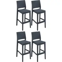 CLP 4er Set Barhocker Jamaica UV-beständig, wetterfest | Farbe dunkelgrau