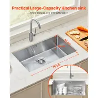 SUGIFT Küchenspüle Einbauspüle Spülbecken 70 x 43 x 19 cm aus Edelstahl Spülen Unterbauspülen, Einzelbecken mit Zubehör, Haushaltsspülbecken für Wohnmobil Vorbereitungsküche Bar