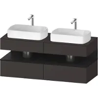 Duravit Qatego Konsolenwaschtischunterbau, 2 Auszüge, 2 Schubkästen, 2 Ausschnitte, 1400x550x600mm, Nische Eiche Schwarz, QA4767016800000