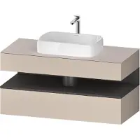 Duravit Collection One Konsolenwaschtischunterbau, 1 Auszug, 1 Schubkasten, Ausschnitt mittig, 1200x550x600mm, Nische Graphit matt, QA4732049910000, Farbe: Taupe Matt