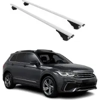 Omtec Dachträger Gepäckträger für VW Tiguan 2016-2025 Grundträger Metall Silber 2tlg