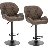 Woltu 2er-Set Barhocker höhenverstellbar, drehbar, Kunstleder Stahl, Dunkelbraun