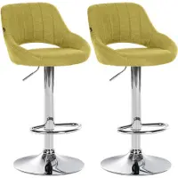 DELUKE 2er Set Barhocker SEGAD - Stoff Grün 47x48x85 cm Silber | Barstuhl Mit Lehne Tresenhocker Tresenstuhl Kneipenhocker Kneipenstuhl