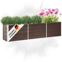 DELUKE Hochbeet für Garten OSKAR Braun | 240x40x45cm | Verzinkter Stahl | Wetterfest | Gartenbeet Kräuterbeet Blumenbeet Beet hoch Frühbeet für Garten Gemüsebeet