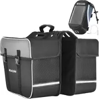TecTake Set Fahrradtasche Georg und Fahrradrahmentasche große Fahrradtasche mit 2 Fächern wasserabweisend und robust