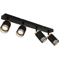 Globo Lighting Strahler Metall schwarz matt, Aluminium schwarz matt, Aluminium goldfarben, LxBxH: 530x125x155mm, exkl. 4x GU10 25W 230V